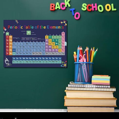 كايرن ملصقات علمية للفصول الدراسية والجدول الدوري لمخطط العناصر، ديكور حائط كيمياء مضحك (12 × 16 انش، مؤطر) مجموعات لوحة الاعلانات العلمية، قماش ايجابي لغرفة لعب الاطفال والمدرسة المتوسطة والثانوية in Kuwait
