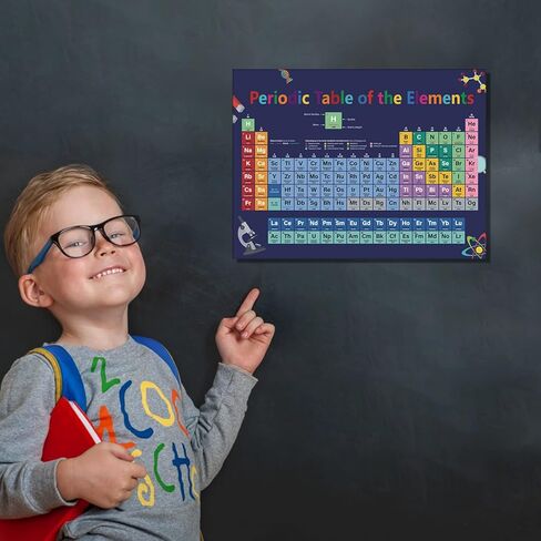 كايرن ملصقات علمية للفصول الدراسية والجدول الدوري لمخطط العناصر، ديكور حائط كيمياء مضحك (12 × 16 انش، مؤطر) مجموعات لوحة الاعلانات العلمية، قماش ايجابي لغرفة لعب الاطفال والمدرسة المتوسطة والثانوية in Kuwait
