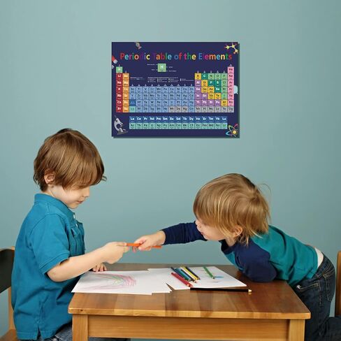 كايرن ملصقات علمية للفصول الدراسية والجدول الدوري لمخطط العناصر، ديكور حائط كيمياء مضحك (12 × 16 انش، مؤطر) مجموعات لوحة الاعلانات العلمية، قماش ايجابي لغرفة لعب الاطفال والمدرسة المتوسطة والثانوية in Kuwait