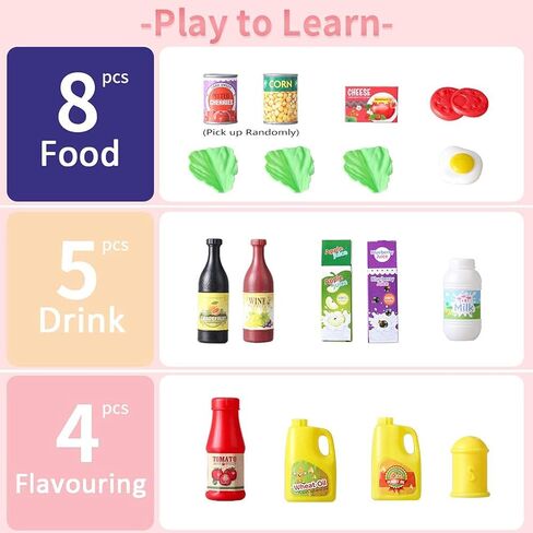 30 قطعة من لعبة المطبخ التظاهري للأطفال من kramow، مجموعة ألعاب الطبخ مع ملحقات المطبخ، مجموعة ألعاب أواني الطبخ والمقالي، لعبة ألعاب الطعام أواني الطبخ، هدايا تعليمية للأولاد والبنات 3 سنوات + (وردي) in Kuwait