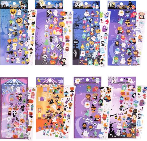 ملصقات هابي هالوين 8 ورقات مع شبح، يقطين، شيطان، ساحر، مامي، مصاصي الدماء، ساحرة، جمجمة، خفاش، ملصقات عنكبوت، ملصقات لجاك أو لانترن سكرابوكنج هدايا حفلات الأطفال - 320 ملصق in Kuwait