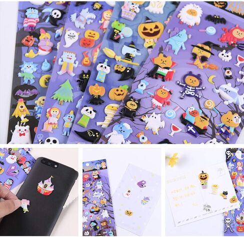 ملصقات هابي هالوين 8 ورقات مع شبح، يقطين، شيطان، ساحر، مامي، مصاصي الدماء، ساحرة، جمجمة، خفاش، ملصقات عنكبوت، ملصقات لجاك أو لانترن سكرابوكنج هدايا حفلات الأطفال - 320 ملصق in Kuwait