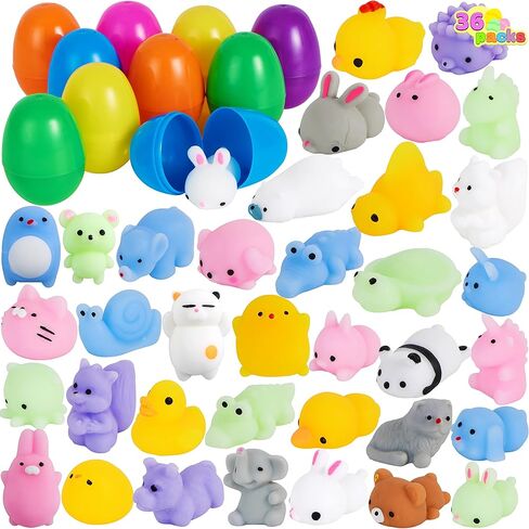 JOYIN 36 جهاز كمبيوتر شخصى بيض عيد الفصح المملوء مسبقًا مع ألعاب Mochi Squishy، لعبة اسفنجي صغيرة على شكل حيوان Kawaii للأطفال ألعاب تخفيف التوتر الجديدة، هدايا الحفلات، صيد بيض عيد الفصح، حقيبة عيد الفصح الجيدة، لوازم جائزة الفصل الدراسي in Saudi Arabia