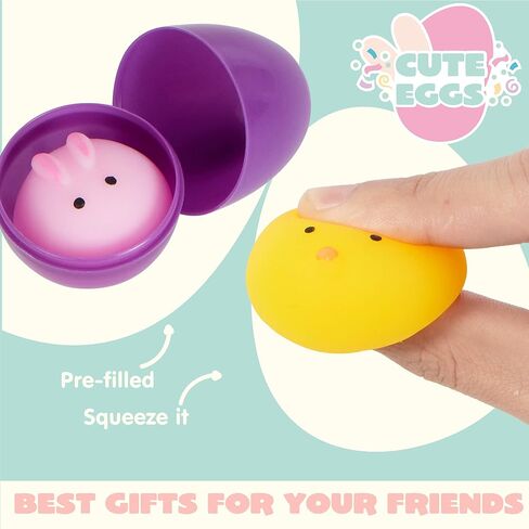 JOYIN 36 جهاز كمبيوتر شخصى بيض عيد الفصح المملوء مسبقًا مع ألعاب Mochi Squishy، لعبة اسفنجي صغيرة على شكل حيوان Kawaii للأطفال ألعاب تخفيف التوتر الجديدة، هدايا الحفلات، صيد بيض عيد الفصح، حقيبة عيد الفصح الجيدة، لوازم جائزة الفصل الدراسي in Saudi Arabia