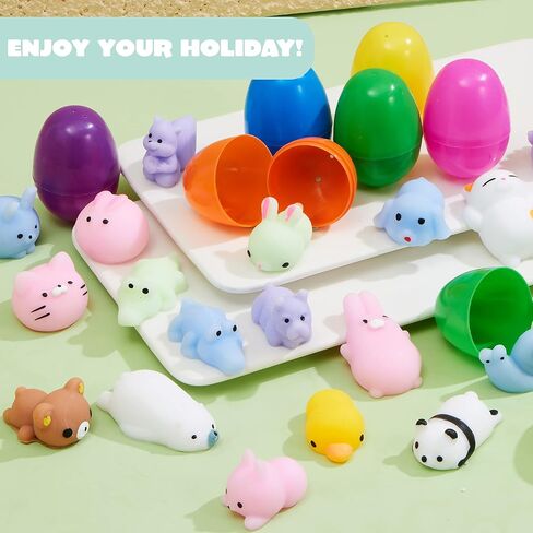 JOYIN 36 جهاز كمبيوتر شخصى بيض عيد الفصح المملوء مسبقًا مع ألعاب Mochi Squishy، لعبة اسفنجي صغيرة على شكل حيوان Kawaii للأطفال ألعاب تخفيف التوتر الجديدة، هدايا الحفلات، صيد بيض عيد الفصح، حقيبة عيد الفصح الجيدة، لوازم جائزة الفصل الدراسي in Saudi Arabia