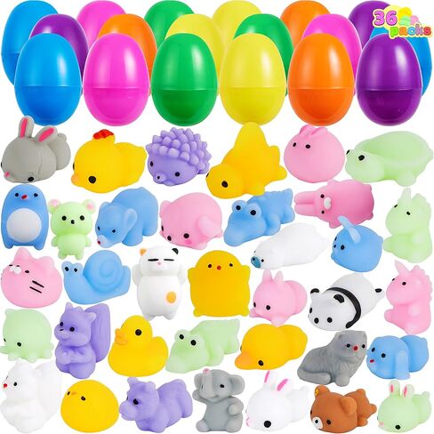 JOYIN 36 جهاز كمبيوتر شخصى بيض عيد الفصح المملوء مسبقًا مع ألعاب Mochi Squishy، لعبة اسفنجي صغيرة على شكل حيوان Kawaii للأطفال ألعاب تخفيف التوتر الجديدة، هدايا الحفلات، صيد بيض عيد الفصح، حقيبة عيد الفصح الجيدة، لوازم جائزة الفصل الدراسي in Saudi Arabia
