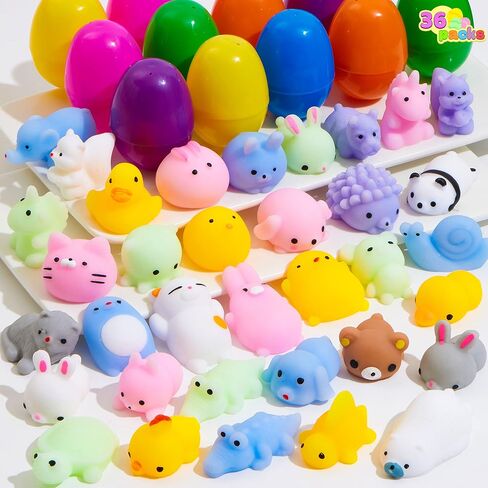 JOYIN 36 جهاز كمبيوتر شخصى بيض عيد الفصح المملوء مسبقًا مع ألعاب Mochi Squishy، لعبة اسفنجي صغيرة على شكل حيوان Kawaii للأطفال ألعاب تخفيف التوتر الجديدة، هدايا الحفلات، صيد بيض عيد الفصح، حقيبة عيد الفصح الجيدة، لوازم جائزة الفصل الدراسي in Saudi Arabia