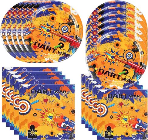 فريراند 40 قطعة من لوازم حفلات حرب السهام تتضمن 20 طبقًا و20 منديلًا لتزيين حفلات أعياد الميلاد بنمط حرب السهام in Kuwait