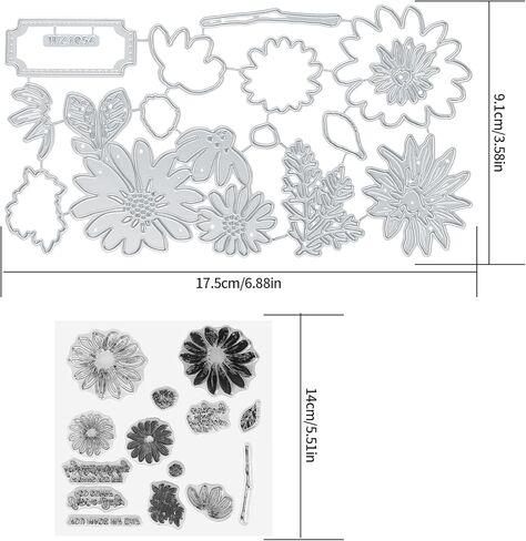 قوالب طوابع لصنع البطاقات، اصدار 2023 من قوالب قطع معدنية جديدة، طوابع زهور شفافة من السيليكون ومجموعات قوالب لدفتر القصاصات والزخرفة والفنون والحرف اليدوية ولوازم صنع البطاقات in Kuwait