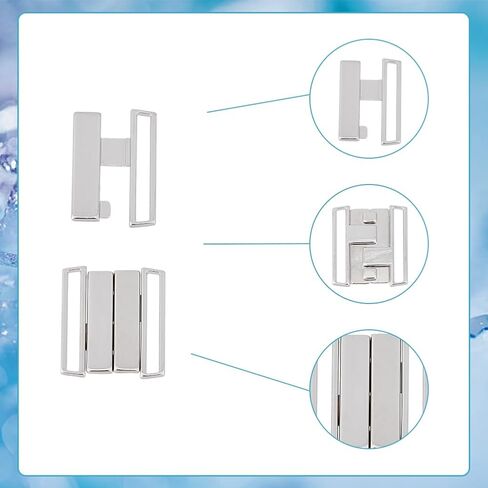 SUPERFINDINGS 16 Sets Alloy Bra Buckles 19x13.5mm Sewing On Clothes Bra Clip Hook Rhinestone Lingerie Front Closure for Swimsuit Clothes in Kuwait