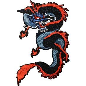 Dragon Iron on Patches Appliques Embroidered Patches Chinese Dragon Sew on Appliques for Clothes Jeans Hat Shirt Bags Decorations (Blue Dragon)
