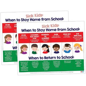 When Sick Kids Should Stay Home from School Posters (5 Pack) - Laminated, 17x22 in. - Pre-K, Home Daycare Supplies - Elementary School Nurse Office Decor - Pediatric Health in Kuwait