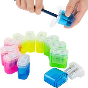 KIDMEN 24 PCS 2 Holes Small Manual Pencil Sharpener with Lid,for Kids,School