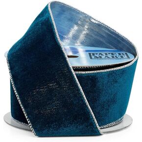 2 1/2" X 10 Yards Soft Velvet with Metallic Back Wired Ribbon -Royal in Kuwait