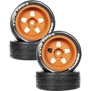 عجلات الانجراف وإطارات العجلات RCHuiWow لإطارات RC لـ HPI، KYOSHO، لسيارة Tamiya 1/10 TT02 XV01 RC، 4 قطع إطار محور عجلة الانجراف، برتقالي