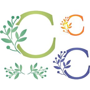 استنسل على شكل حرف C - ستنسيلو فور والز اوريجينال ليف فلاور 3 مقاسات على ورقة واحدة - طول 2 انش و3 انش و4.5 انش in Kuwait