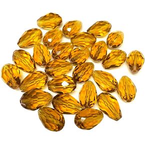 100pcs 6x8mm Crystal Glass Teardrop Beads Faceted Vertical Hole Shape Loose Spacer Beads for Jewelry Making DIY Bracelet Necklace Sewing Crafts Decoration(Amber) in Kuwait