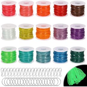Luminous Lanyard String,15 Rolls Gimp Plastic String Lacing Cord for Keychain Making Craft in Kuwait