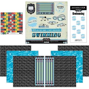 Scrapbook Customs Go Big Swimming Themed Paper and Stickers Scrapbook Kit , 12 inch by 12 inch in Saudi Arabia