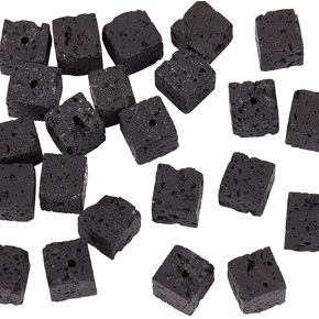 OLYCRAFT about 60Pcs 6x6mm Natural Lava Beads Black Cube Lava Beads Square Lava Beads Black Chakra Beads Round Loose Gemstone Beads Energy Stone for Bracelet Jewelry Making DIY Crafts