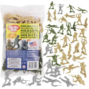 TimMee Plastic Army Men OD Green، Tan & Gray 72 قطعة من شخصيات الجندي - صنع في الولايات المتحدة الأمريكية in Kuwait