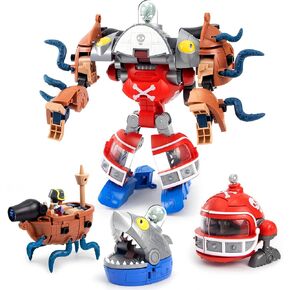 Maikerry 3-in-1 Plants & Zombies Toy Figure Set, Deformation Zombie Boss Robot, Action Figures, Birthday & Party Gifts for Boys & Girls