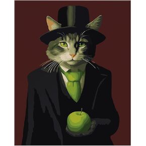 NiArt Paint by Numbers for Adults Beginners, DIY Paint by Numbers on Canvas for Kids, Oil Painting Kits for Gift Home Wall Decor, 10 Brushes and Acrylic Paint, 16x20 Inch, (Napoleon Cat, Unframed) in Kuwait