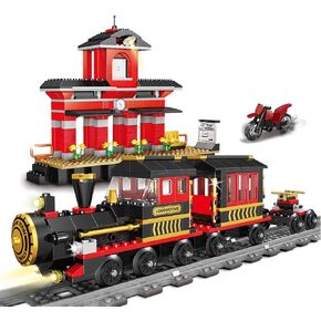 LEYI Classic Train Building Blocks Toys 583 Pieces STEM Learning Toys Construction Toys Building Brick Toys Education Toy Classic Train Station Birthday for Boys and Girls in Kuwait