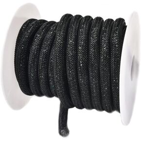 5Meter/Roll Upgrade Holoyatt Rhinestones Tube for Crafts Bling Rhinestone Rope Glitter Cord Tube for DIY Bows,Hairband,Shoe Laces Wedding Dress Costume Decoration Accessories (Champagne)