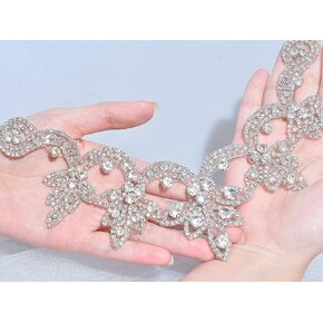 Sparkling Collar Applique Iron on Crystal Stone Motif Stitch Beads Patch for Bolero Wedding Dresses Gown