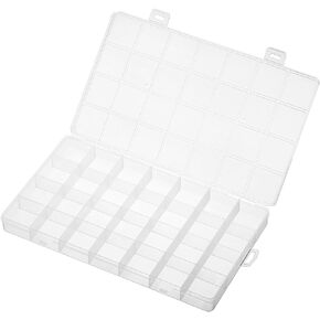 PATIKIL 28 Grids Jewelry Organizer Box, 3 Pack 18mm Clear Plastic Jewelry Boxes Storage Container for Beads Crafts DIY Earrings Pendants Rings, Style 1