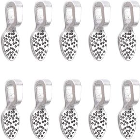 100pcs Alloy Silver Small Pendant Bails Glue on Flat Pad Bails Oval Scrabble Glue On Earring Bails Small Spoon Shape for Pendant Making Scrabble Or Glass Cabochon Tiles DIY Jewelry 15x5mm (C023) in Saudi Arabia