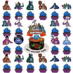 37 قطعة من زينة الكعك بتصميم علامة غوريلا مع قطعة واحدة من زينة الكيك بتصميم علامة غوريلا، 36 قطعة من زينة الكب كيك بنمط العاب الواقع الافتراضي لتزيين حفلات اعياد الميلاد للبنات in Kuwait