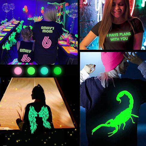 Souarts 4 ورقات ثلاثية الأبعاد من الفينيل النقل الحراري HTV يتوهج في الظلام HTV فينيل مضيء HTV 10 × 12 بوصة حديد على الفينيل للقمصان in Kuwait