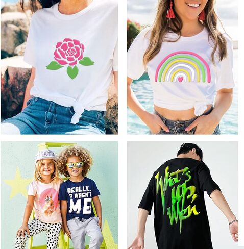 Souarts 4 ورقات ثلاثية الأبعاد من الفينيل النقل الحراري HTV يتوهج في الظلام HTV فينيل مضيء HTV 10 × 12 بوصة حديد على الفينيل للقمصان in Kuwait