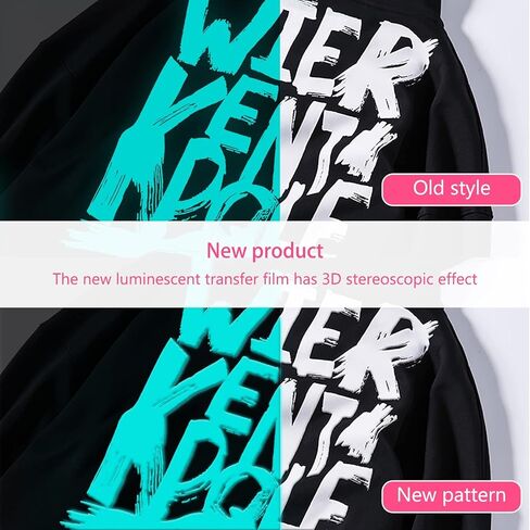Souarts 4 ورقات ثلاثية الأبعاد من الفينيل النقل الحراري HTV يتوهج في الظلام HTV فينيل مضيء HTV 10 × 12 بوصة حديد على الفينيل للقمصان in Kuwait