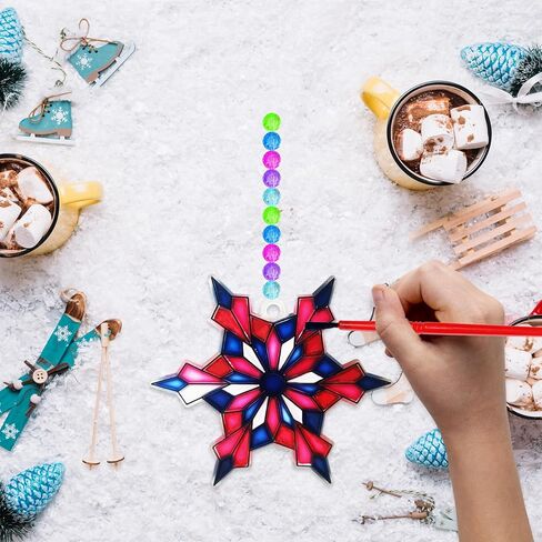 mlolm 24 مجموعات ندفة الثلج suncatchers عيد الميلاد الشتاء الحرف مجموعات diy نافذة الطلاء الفن suncatchers الزينة الشمس الماسك مجموعات للأطفال عطلة الأنشطة المنزلية الموسمية الفصول الدراسية in Kuwait