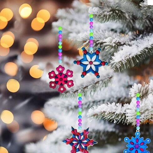 mlolm 24 مجموعات ندفة الثلج suncatchers عيد الميلاد الشتاء الحرف مجموعات diy نافذة الطلاء الفن suncatchers الزينة الشمس الماسك مجموعات للأطفال عطلة الأنشطة المنزلية الموسمية الفصول الدراسية in Kuwait