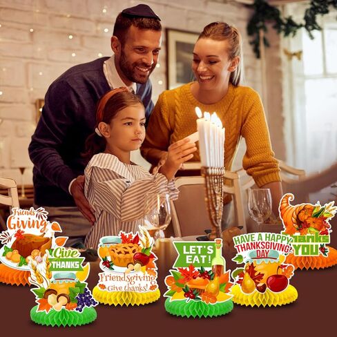 Friendsgiving Party Decorations,9Pcs Friendsgiving Honeycomb Centerpiece Table Decorations for Thanksgiving Harvest Happy Fall Party Favors Table Decor in Kuwait