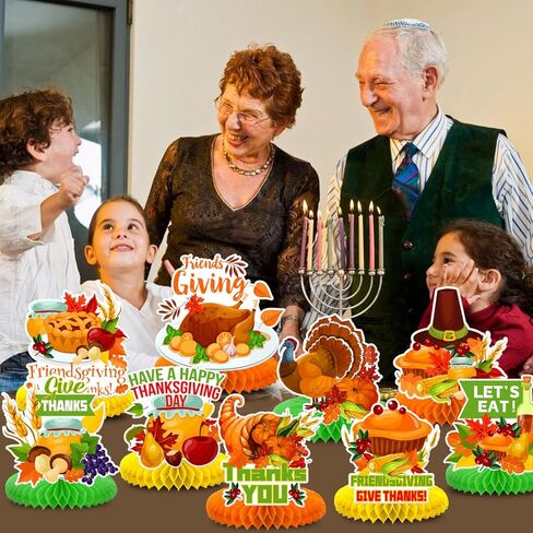 Friendsgiving Party Decorations,9Pcs Friendsgiving Honeycomb Centerpiece Table Decorations for Thanksgiving Harvest Happy Fall Party Favors Table Decor in Kuwait