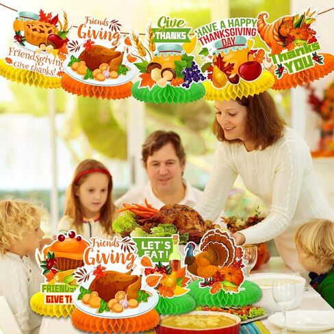 Friendsgiving Party Decorations,9Pcs Friendsgiving Honeycomb Centerpiece Table Decorations for Thanksgiving Harvest Happy Fall Party Favors Table Decor in Kuwait