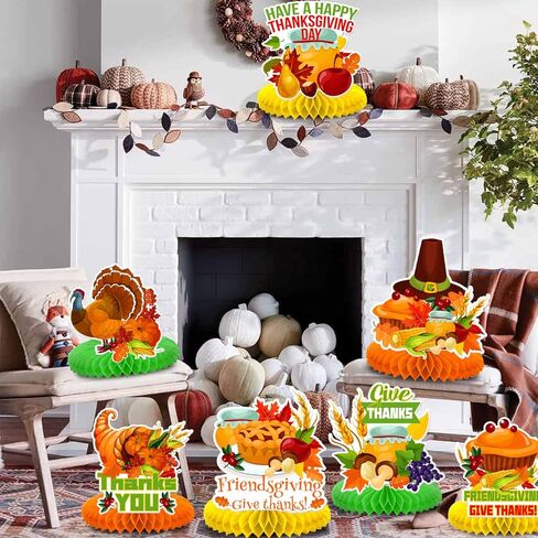 Friendsgiving Party Decorations,9Pcs Friendsgiving Honeycomb Centerpiece Table Decorations for Thanksgiving Harvest Happy Fall Party Favors Table Decor in Kuwait