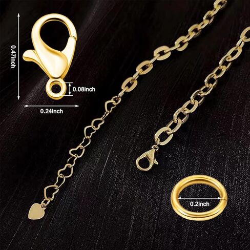 240PCS Gold Lobster Clasps for Jewelry Making, Lobster Claw Clasps with Open Rings for Bracelet Necklace (Clasp 12mm, Ring 5mm) in Kuwait