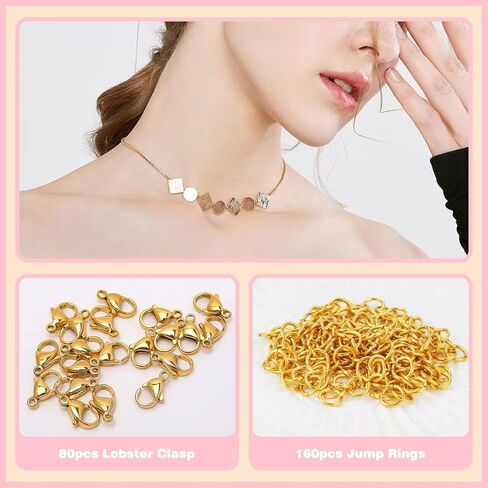 240PCS Gold Lobster Clasps for Jewelry Making, Lobster Claw Clasps with Open Rings for Bracelet Necklace (Clasp 12mm, Ring 5mm) in Kuwait