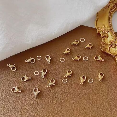 240PCS Gold Lobster Clasps for Jewelry Making, Lobster Claw Clasps with Open Rings for Bracelet Necklace (Clasp 12mm, Ring 5mm) in Kuwait
