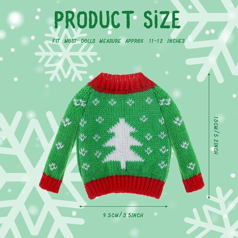 Christmas Elf Accessories Christmas Clothes Accessory Sweater Set Elf Doll Knitted Clothing Elk Christmas Tree Snowflake Print Christmas Accessory Set for Elf Doll Decor (3, Natural Style) in Saudi Arabia