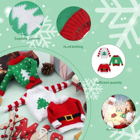 Christmas Elf Accessories Christmas Clothes Accessory Sweater Set Elf Doll Knitted Clothing Elk Christmas Tree Snowflake Print Christmas Accessory Set for Elf Doll Decor (3, Natural Style) in Saudi Arabia