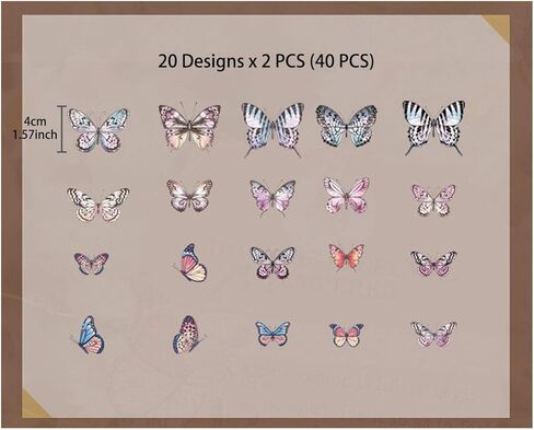 Dream Butterfly Decorative Adhesive Sticker, Craft Scrapbooking Sticker Set for Diary, Album, Notebook, Planner, 40 PCS in Kuwait
