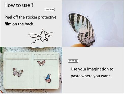 Dream Butterfly Decorative Adhesive Sticker, Craft Scrapbooking Sticker Set for Diary, Album, Notebook, Planner, 40 PCS in Kuwait