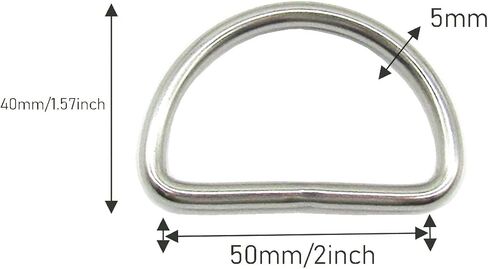 حلقة معدنية على شكل حرف D، 4 قطع 2 انش من الستانلس ستيل الملحومة على شكل حرف D مشبك معدني لحياكة الادوات والادوات اليدوية والاكسسوارات التي تصنعها بنفسك لطوق الحيوانات الاليفة، فضي، 2 انش, فضي, 2inch in Kuwait